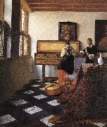 VERMEER VAN DELFT, Jan A Lady at the Virginals with a Gentleman wt oil painting reproduction